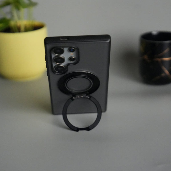 FRATO Samsung S24U Galaxy S24 Ultra Smoke Frosted Case With Metal Kick Stand