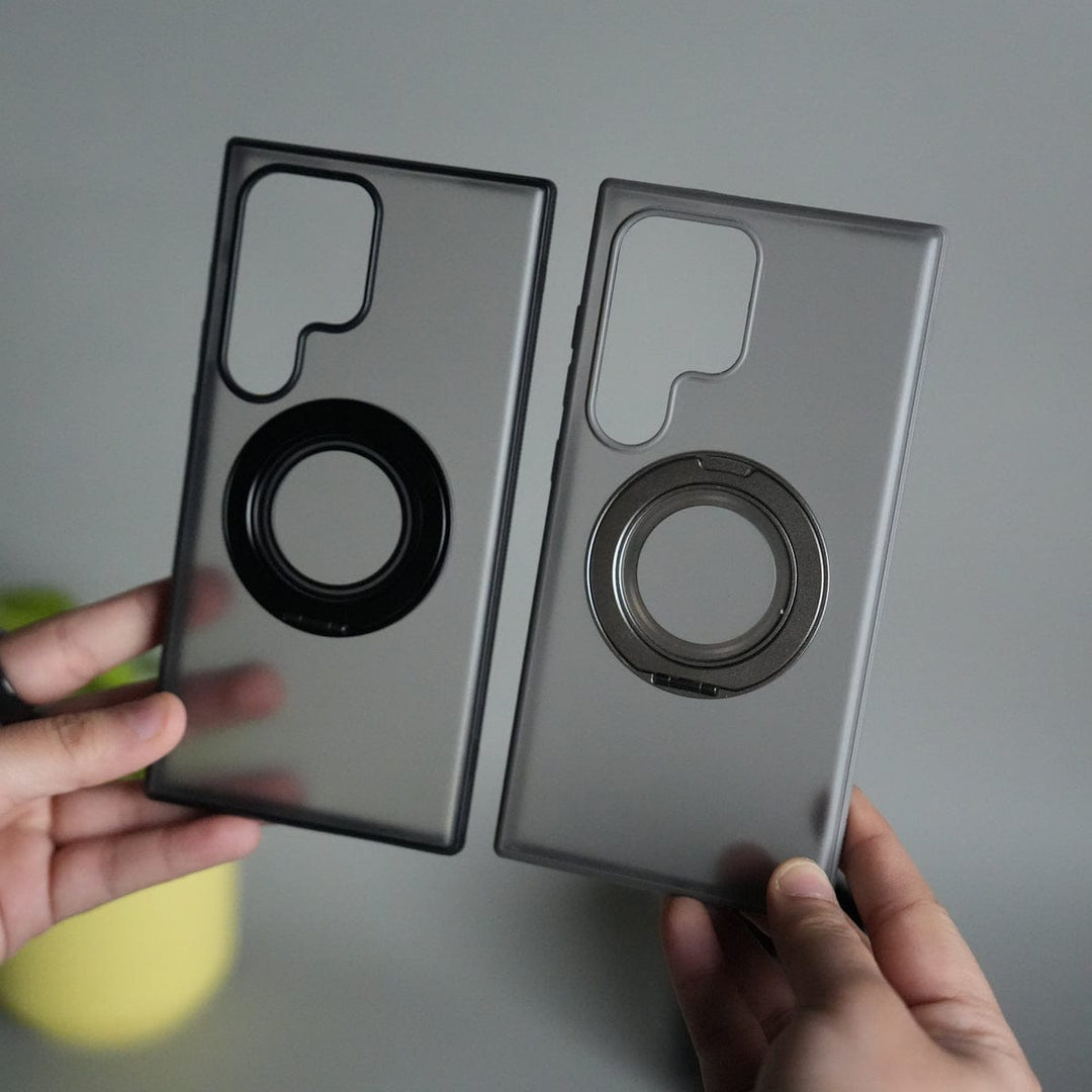 FRATO Samsung S24U Galaxy S24 Ultra Smoke Frosted Case With Metal Kick Stand