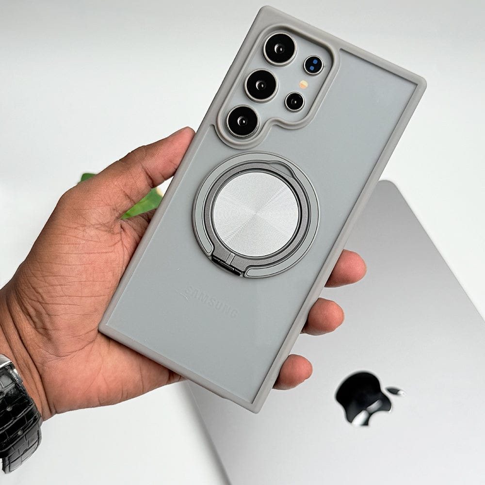 FRATO Samsung S24U Gray Samsung Galaxy S24 Ultra Rotating Metal Ring Stand Cover