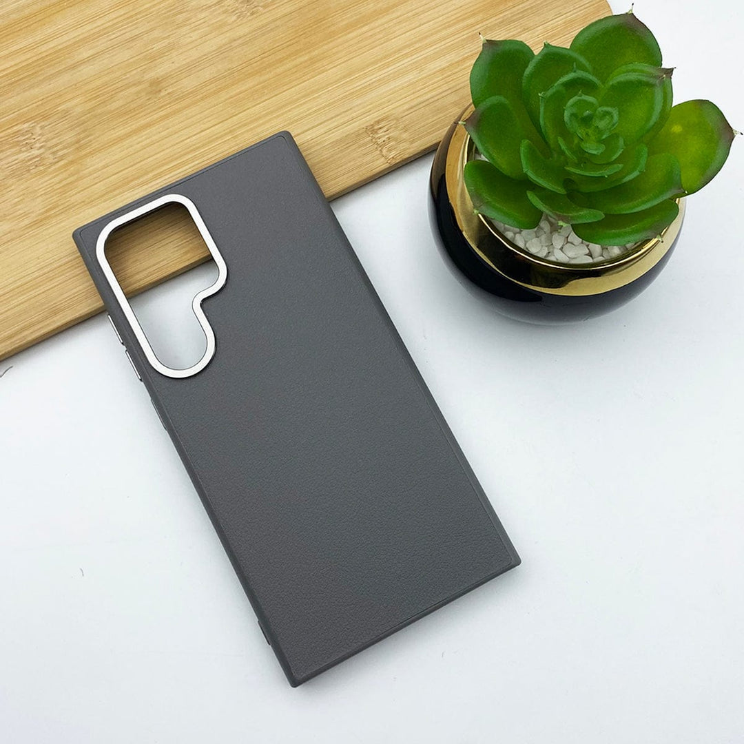 FRATO Samsung S24U Grey Samsung Galaxy S24 Ultra PU Leather Case Cover With Camera Bumper