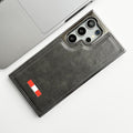 Samsung Galaxy S24 Ultra Textured PU Leather Side Chrome Case Cover