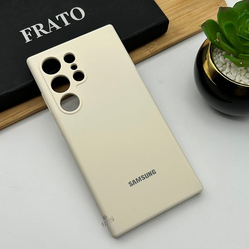 FRATO Samsung S24U Off-White Samsung Galaxy S24 Ultra Soft Silky Liquid Silicone Case Cover