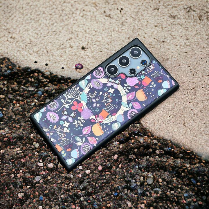 FRATO Samsung S24U Purple Samsung Galaxy S24 Ultra Luxury Acrylic Blossom Flower Printed Case Cover