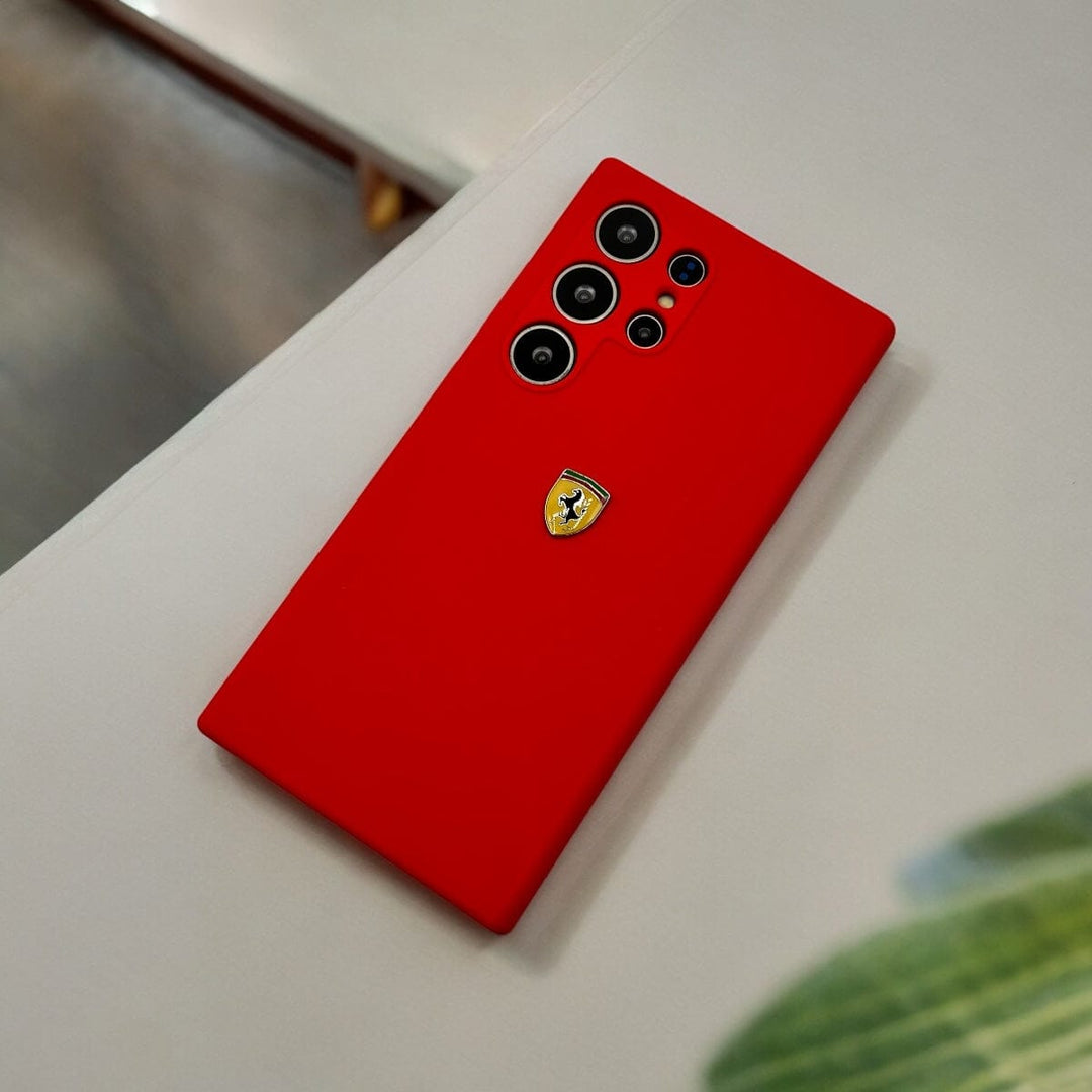 FRATO Samsung S24U Red Samsung Galaxy S24 Ultra FR Sports Car Logo Liquid Silicone Case Cover