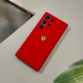 Samsung Galaxy S22 Ultra FR Sports Car Logo Liquid Silicone Case Cover Red