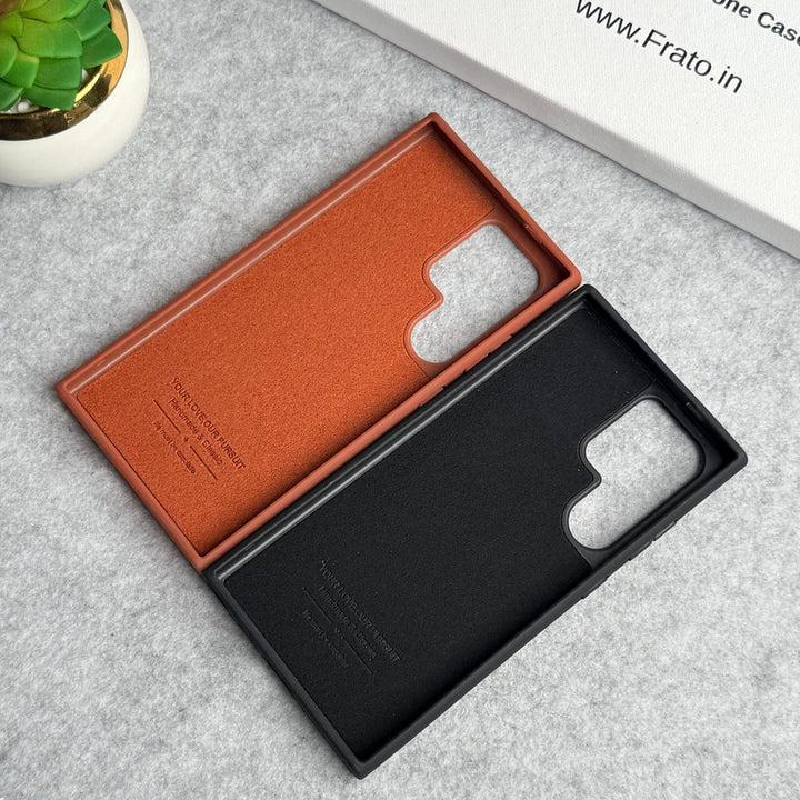 FRATO Samsung S24U Samsung Galaxy S24 Ultra Bottom Stitch PU Leather Case Cover