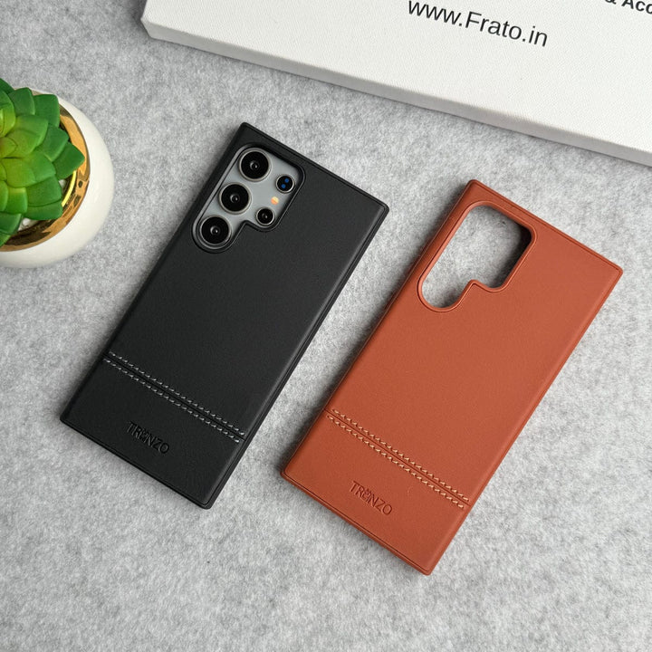 FRATO Samsung S24U Samsung Galaxy S24 Ultra Bottom Stitch PU Leather Case Cover