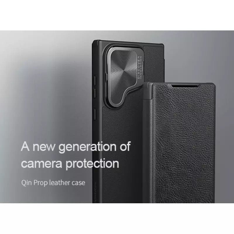 FRATO Samsung S24U Samsung Galaxy S24 Ultra Camera Protection Nillkin Qin Prop Leather Flip Cover Black