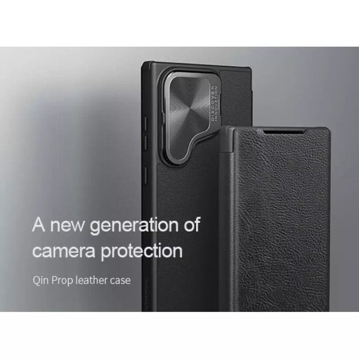 FRATO Samsung S24U Samsung Galaxy S24 Ultra Camera Protection Nillkin Qin Prop Leather Flip Cover Black