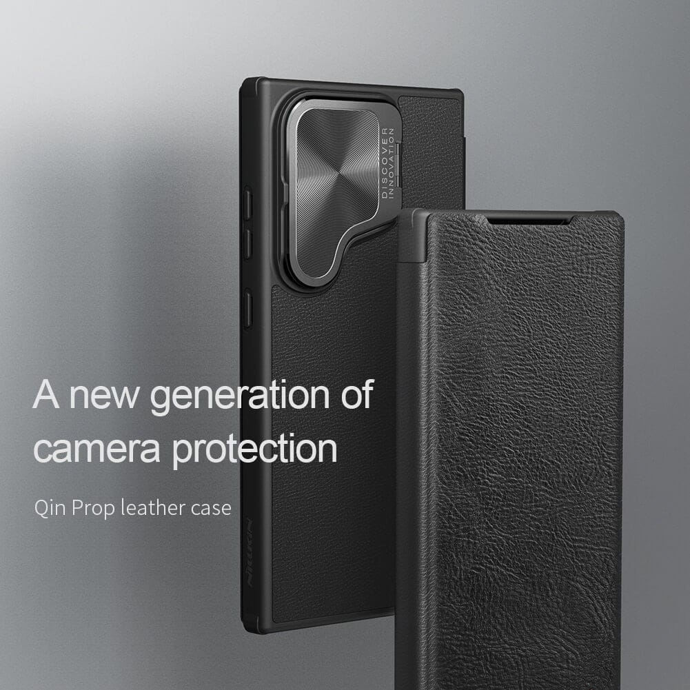 FRATO Samsung S24U Samsung Galaxy S24 Ultra Camera Protection Nillkin Qin Prop Leather Flip Cover Black