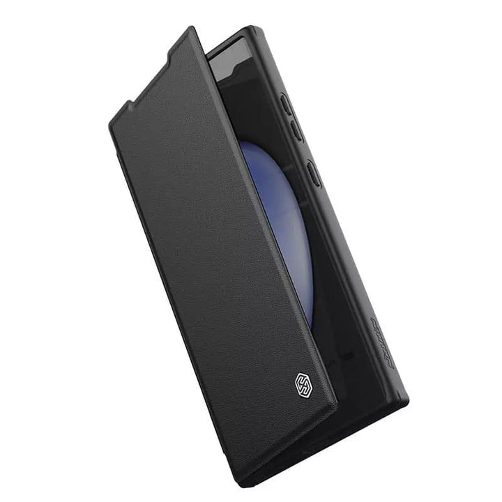 FRATO Samsung S24U Samsung Galaxy S24 Ultra Camera Protection Nillkin Qin Prop Leather Flip Cover Black