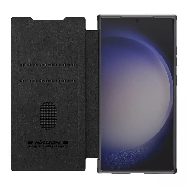FRATO Samsung S24U Samsung Galaxy S24 Ultra Camera Protection Nillkin Qin Prop Leather Flip Cover Black