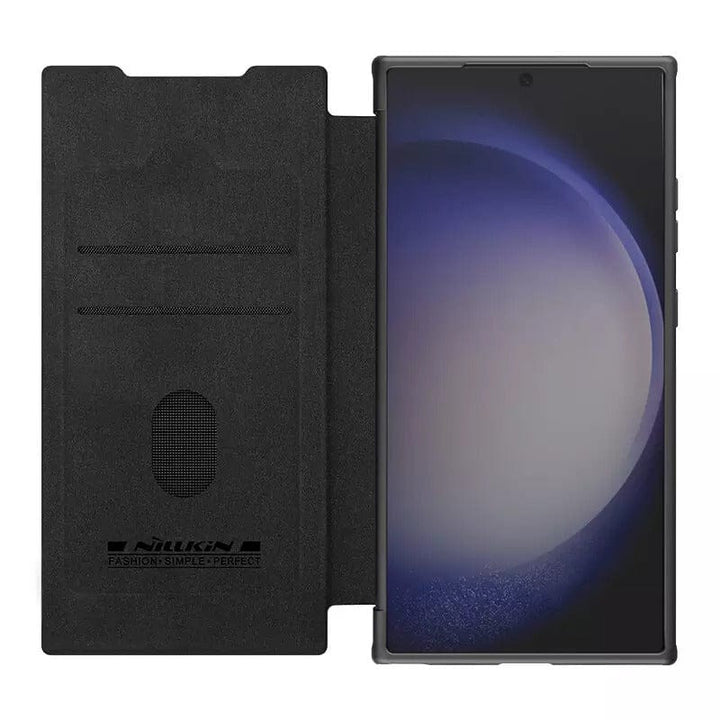 FRATO Samsung S24U Samsung Galaxy S24 Ultra Camera Protection Nillkin Qin Prop Leather Flip Cover Black