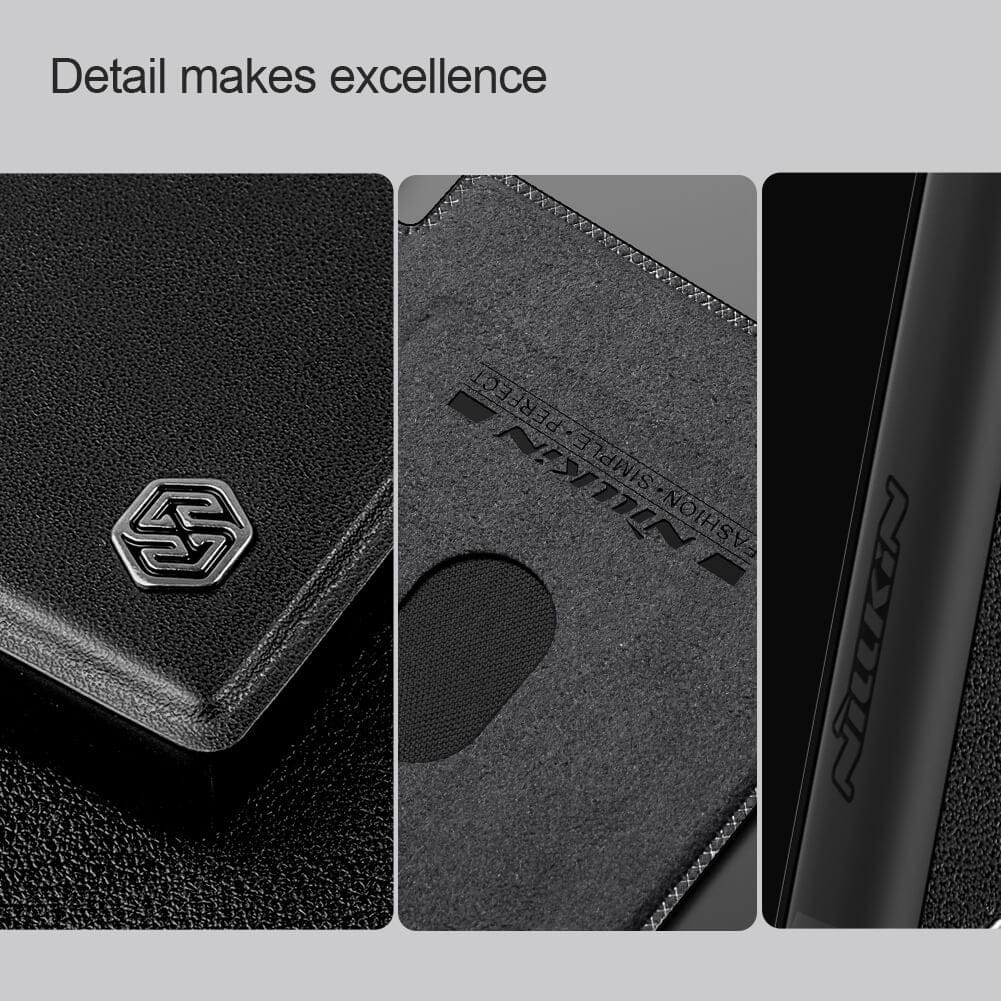 FRATO Samsung S24U Samsung Galaxy S24 Ultra Camera Protection Nillkin Qin Prop Leather Flip Cover Black