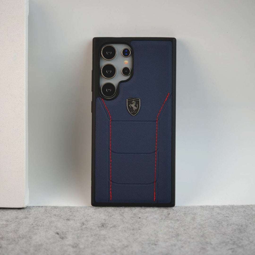 FRATO Samsung S24U Samsung Galaxy S24 Ultra FR Stitched PU Leather Case Cover (Blue)