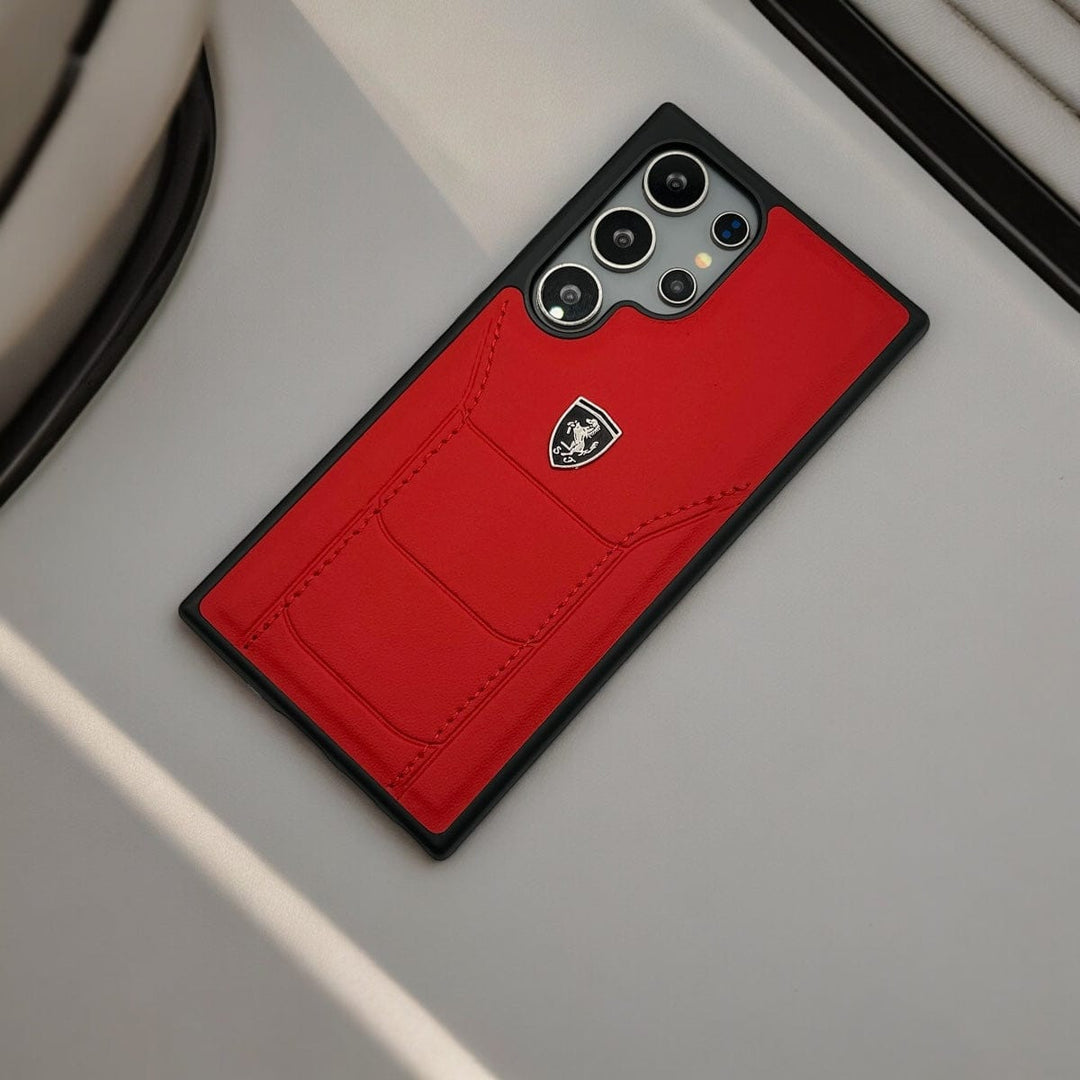 FRATO Samsung S24U Samsung Galaxy S24 Ultra FR Stitched PU Leather Case Cover (Red)