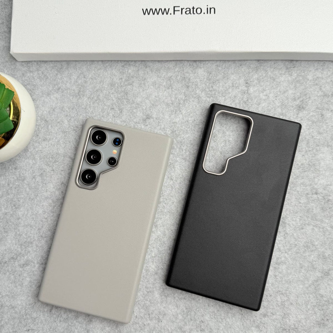 FRATO Samsung S24U Samsung Galaxy S24 Ultra Full Leather Case With Metal Alloy Camera Bumper