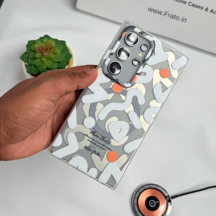 FRATO Samsung S24U Samsung Galaxy S24 Ultra Geometric Graffiti Shockproof MagSafe Case Cover