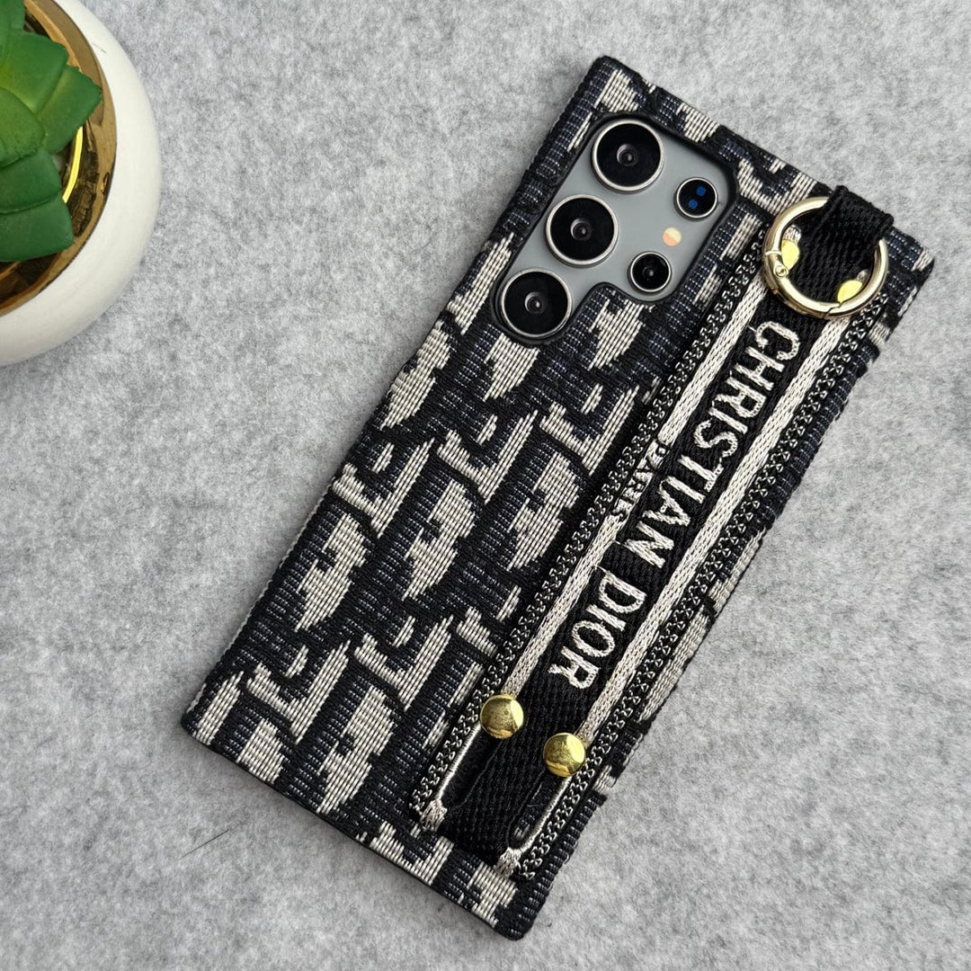 FRATO Samsung S24U Samsung Galaxy S24 Ultra Luxury Brand CD Belt Pattern Case Cover (Black)