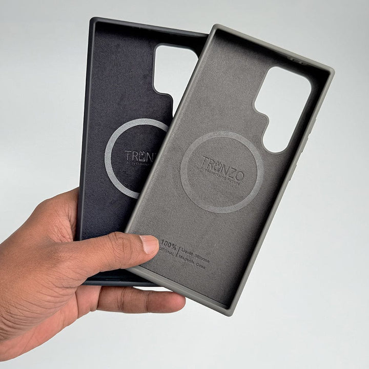 FRATO Samsung S24U Samsung Galaxy S24 Ultra Magnetic Ring Silk Feel Liquid Silicone Cover