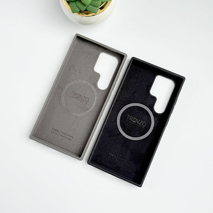 FRATO Samsung S24U Samsung Galaxy S24 Ultra Magnetic Ring Silk Feel Liquid Silicone Cover