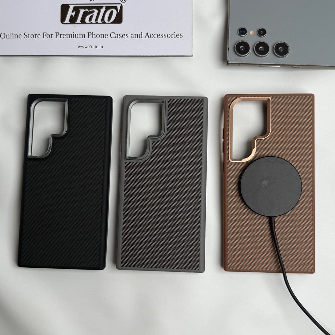 FRATO Samsung S24U Samsung Galaxy S24 Ultra Premium Carbon Fiber Texture MagSafe Magnetic Case Cover