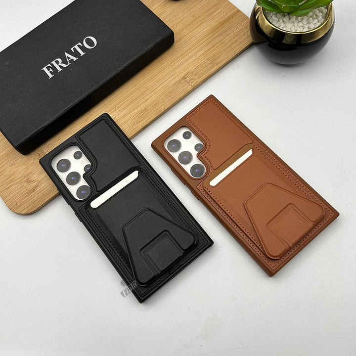FRATO Samsung S24U Samsung Galaxy S24 Ultra Premium PU Leather Card Holder Case Cover With Stand