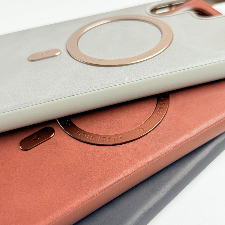 FRATO Samsung S24U Samsung Galaxy S24 Ultra Premium PU Leather Metal MagSafe Ring Case
