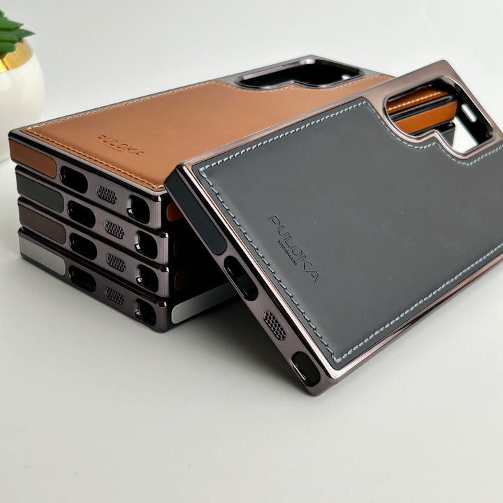 FRATO Samsung S24U Samsung Galaxy S24 Ultra PU Leather Side Chrome Case Cover
