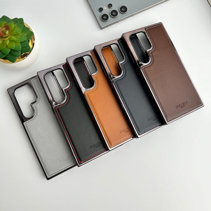 FRATO Samsung S24U Samsung Galaxy S24 Ultra PU Leather Side Chrome Case Cover
