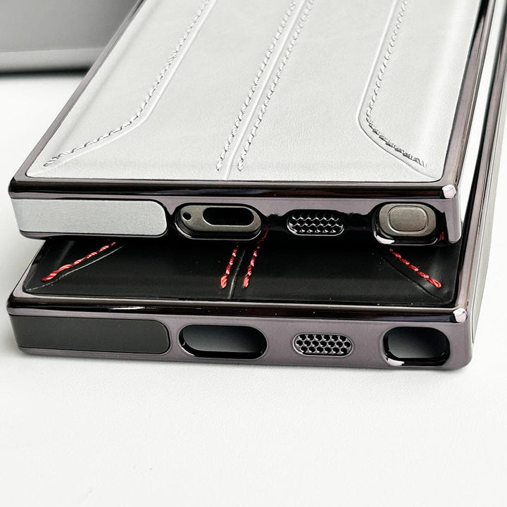 FRATO Samsung S24U Samsung Galaxy S24 Ultra PU Leather Stitch Chrome Case Cover