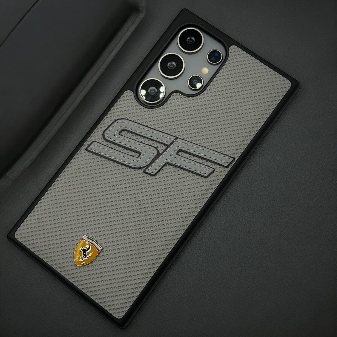 FRATO Samsung S24U Samsung Galaxy S24 Ultra SF Sports Car Logo PU Leather Case Cover (Grey)