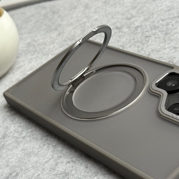 FRATO Samsung S24U Samsung Galaxy S24 Ultra Smoke Cover With Metal Stand and Metal Camera Bump MagSafe