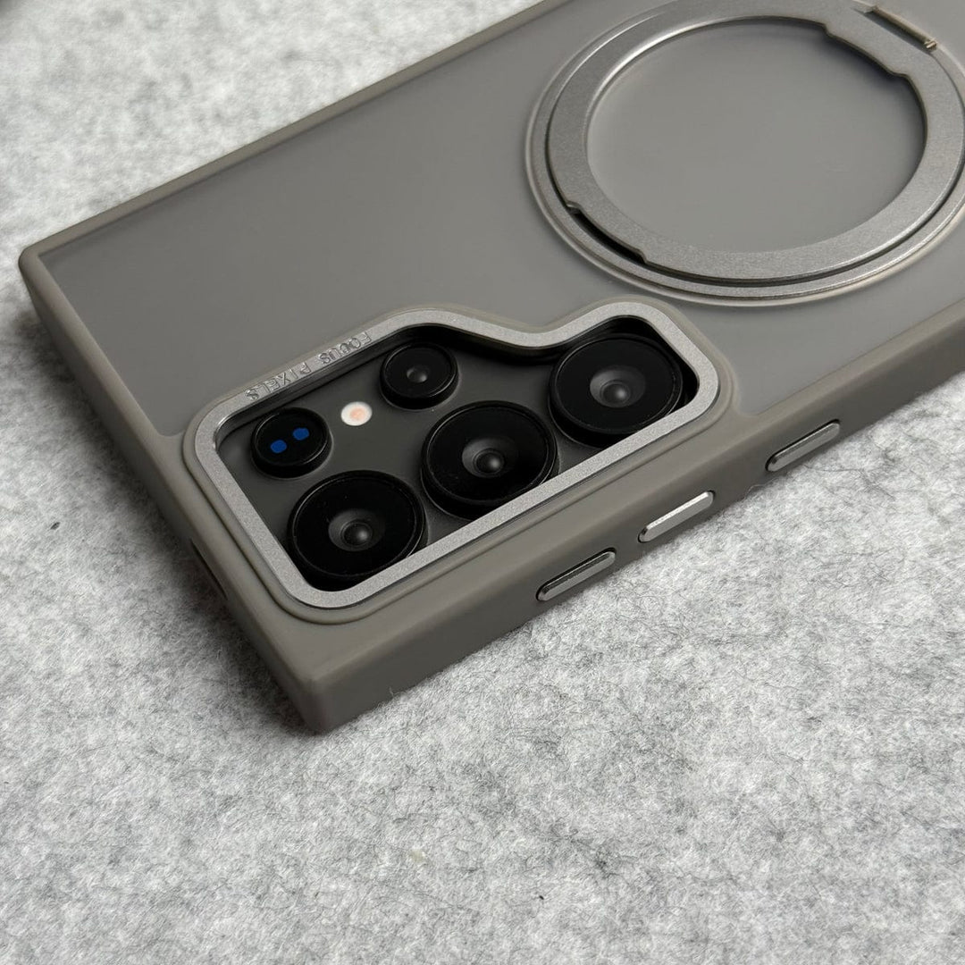 FRATO Samsung S24U Samsung Galaxy S24 Ultra Smoke Cover With Metal Stand and Metal Camera Bump MagSafe