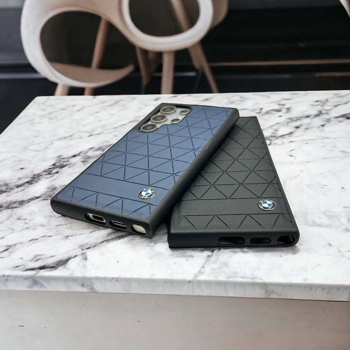 FRATO Samsung S24U Samsung Galaxy S24 Ultra Traingular Pattern PU Leather Sports Car Logo Case Cover