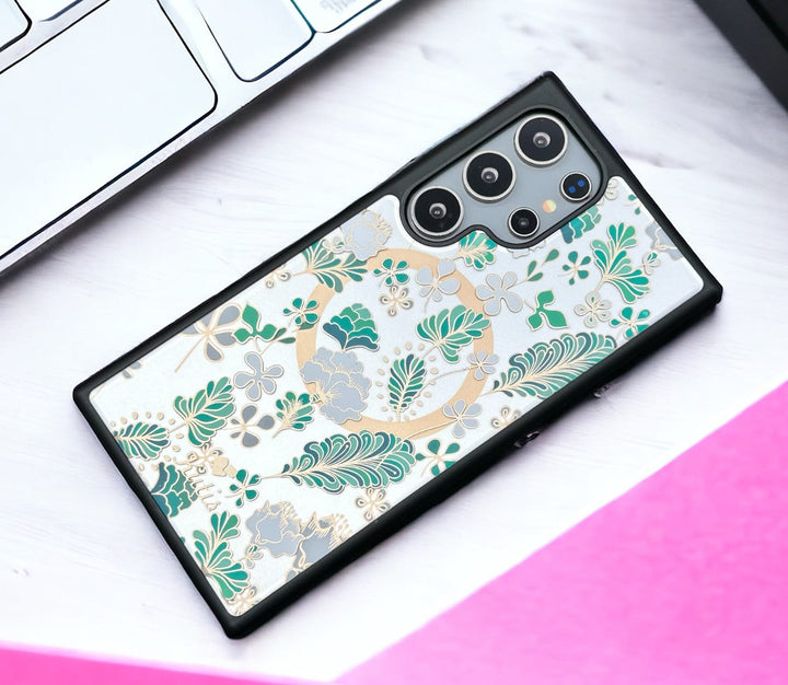 FRATO Samsung S24U White Samsung Galaxy S24 Ultra Luxury Acrylic Blossom Flower Printed Case Cover