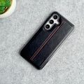 Samsung Galaxy S25 PU Leather Middle Stitch Side Chrome Case Cover
