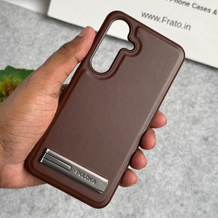 FRATO Samsung S25 Brown Samsung Galaxy S25 Full PU Leather Inbuilt Stand Case Cover
