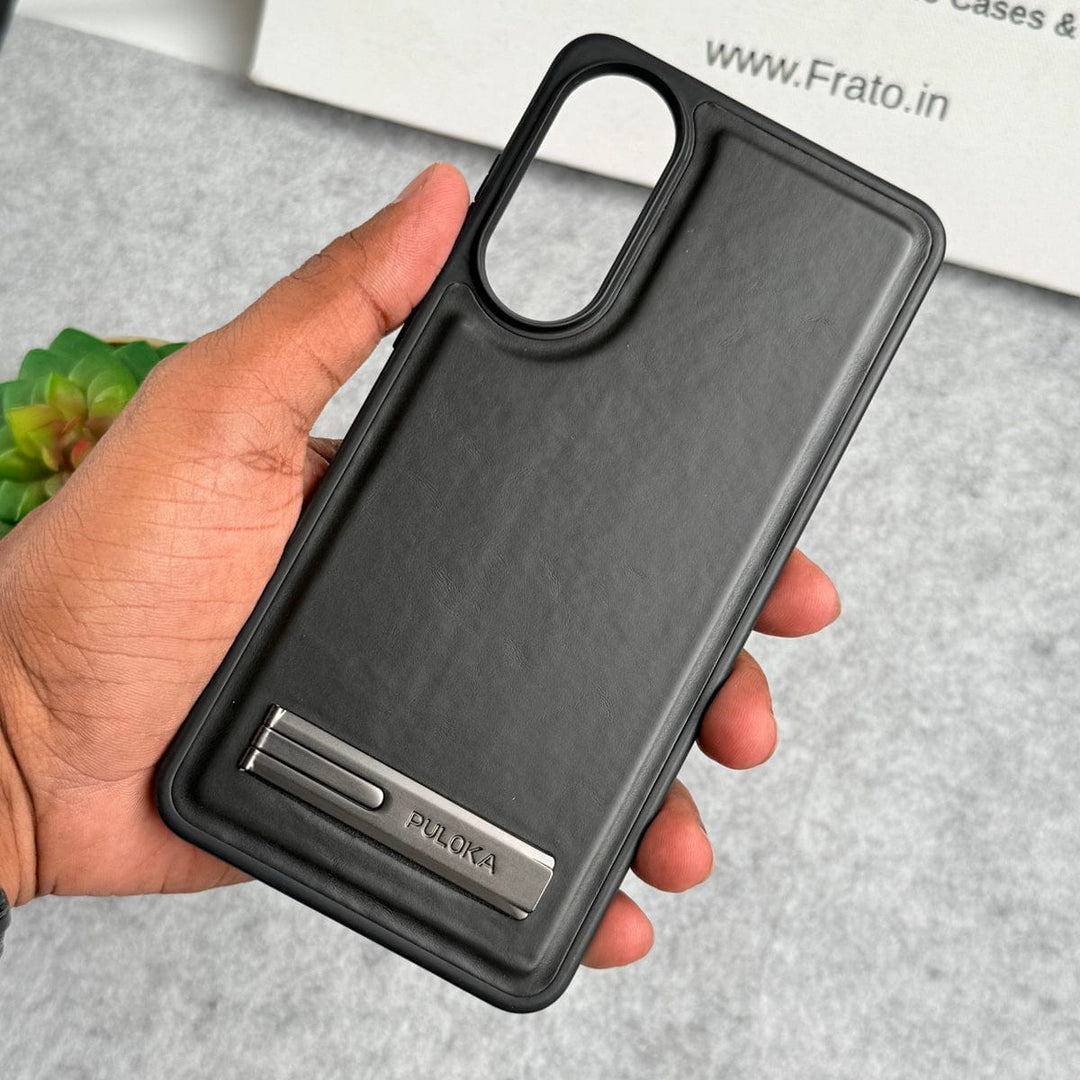 FRATO Samsung S25 Edge Black Samsung Galaxy S25 Edge PU Leather Inbuilt Stand Case Cover