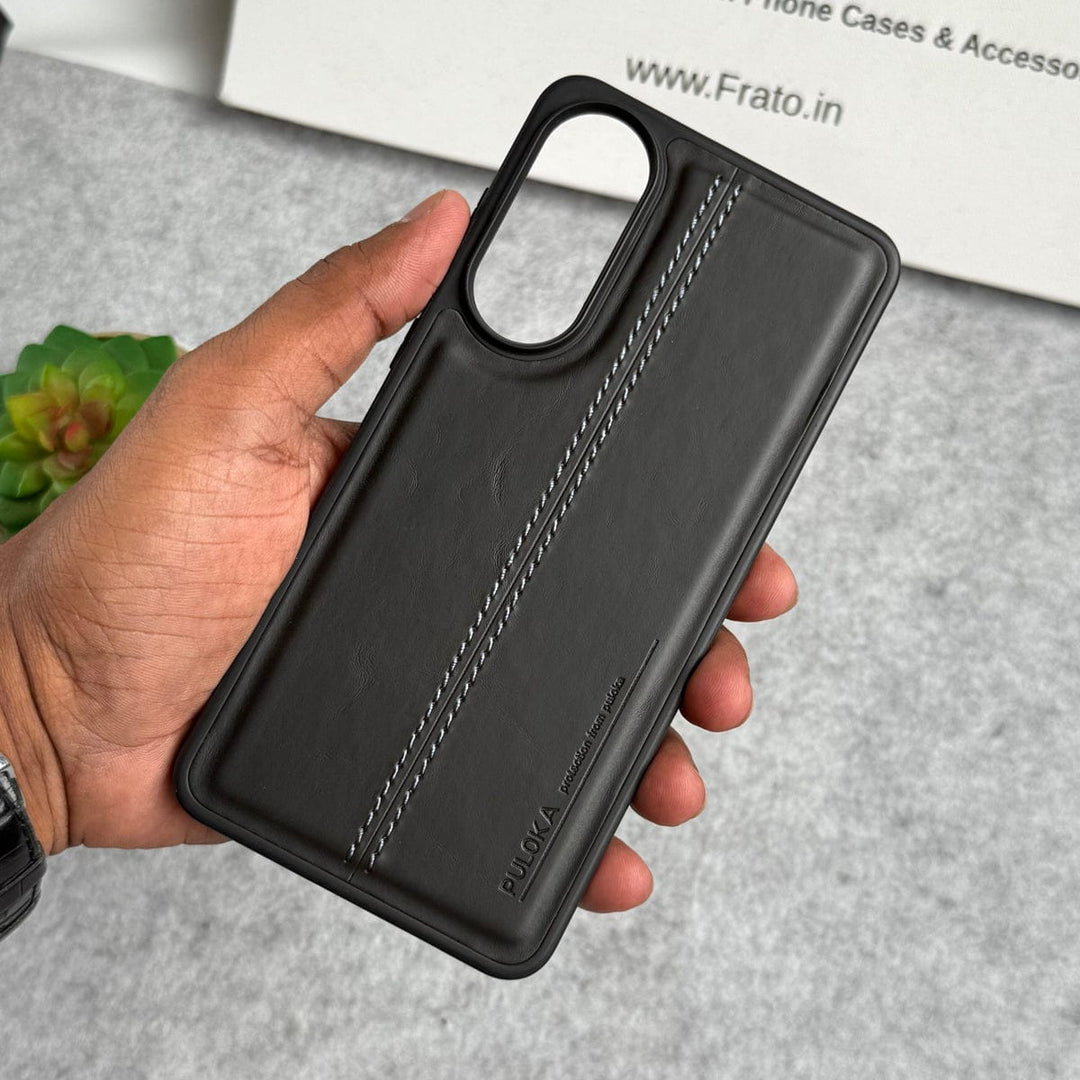 FRATO Samsung S25 Edge Black Samsung Galaxy S25 Edge PU Leather Middle Stitch Case Cover