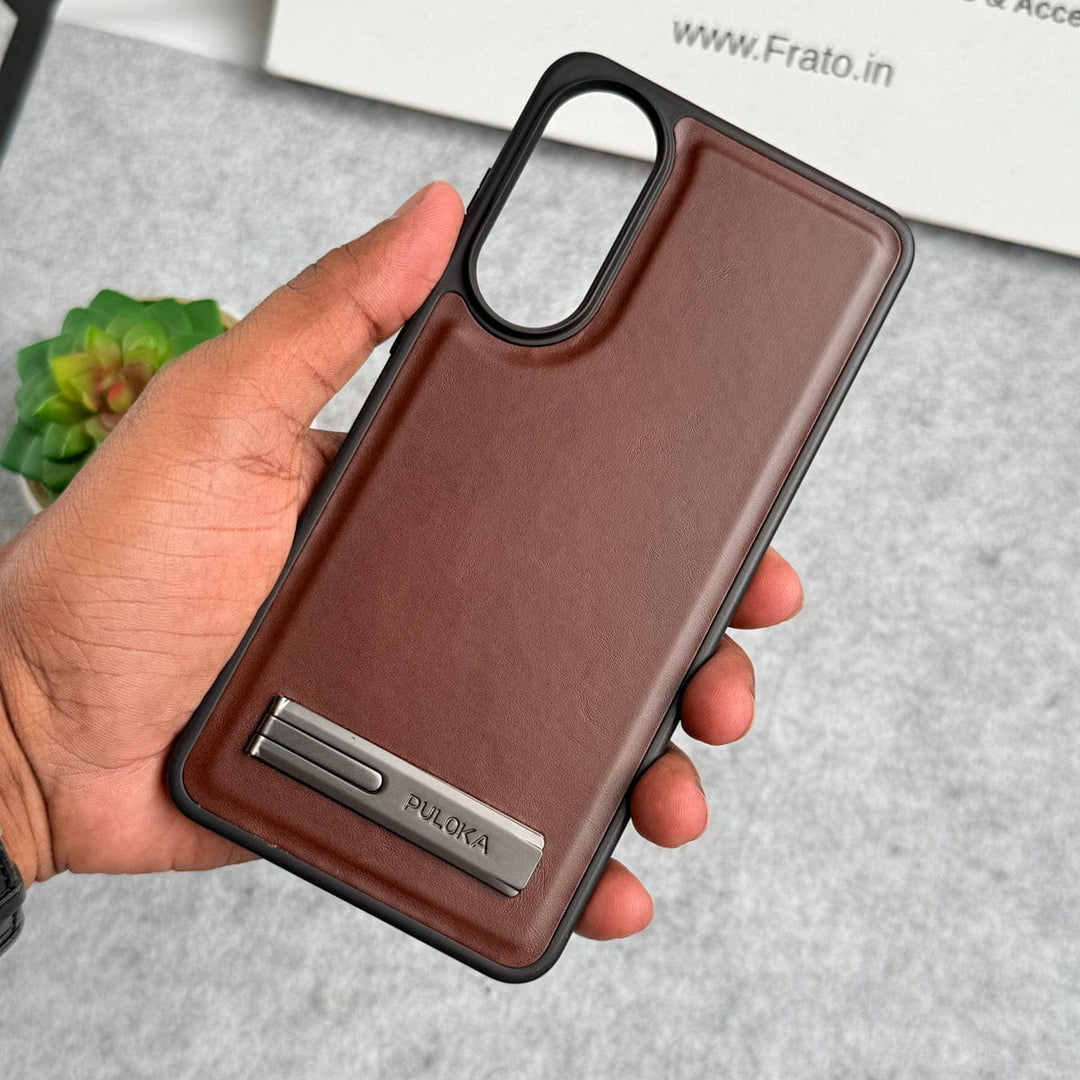 FRATO Samsung S25 Edge Brown Samsung Galaxy S25 Edge PU Leather Inbuilt Stand Case Cover