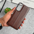 Samsung Galaxy S25 Edge PU Leather Stitch Chrome Case Cover