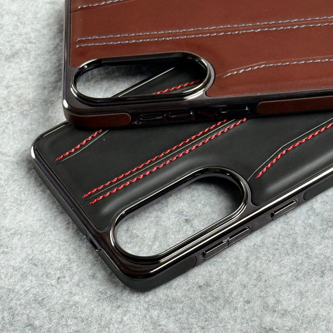 FRATO Samsung S25 Edge Samsung Galaxy S25 Edge PU Leather Stitch Chrome Case Cover