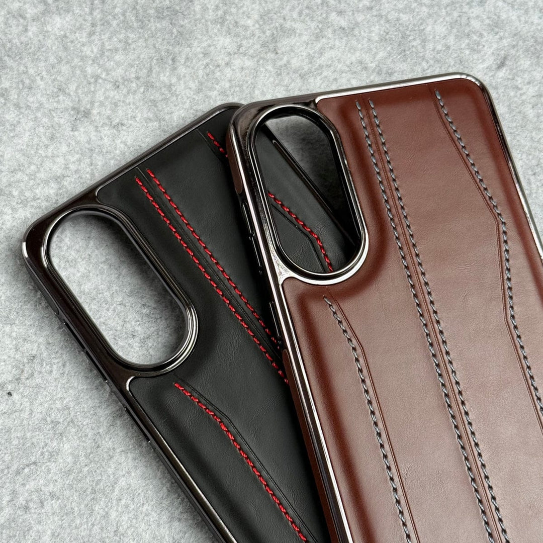 FRATO Samsung S25 Edge Samsung Galaxy S25 Edge PU Leather Stitch Chrome Case Cover