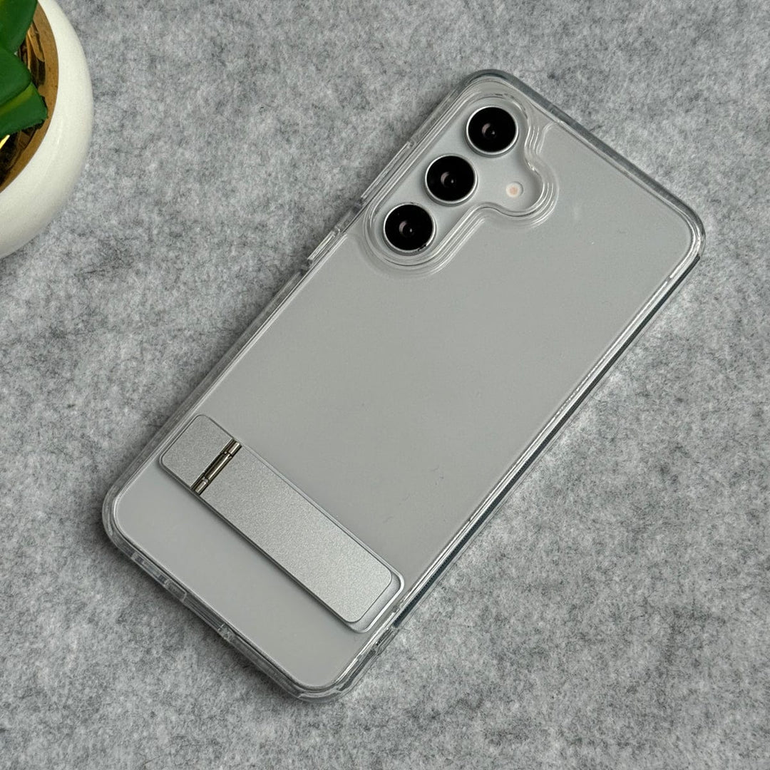 FRATO Samsung S25 Samsung Galaxy S25 Premium Transparent Bottom Metal Stand Case Cover