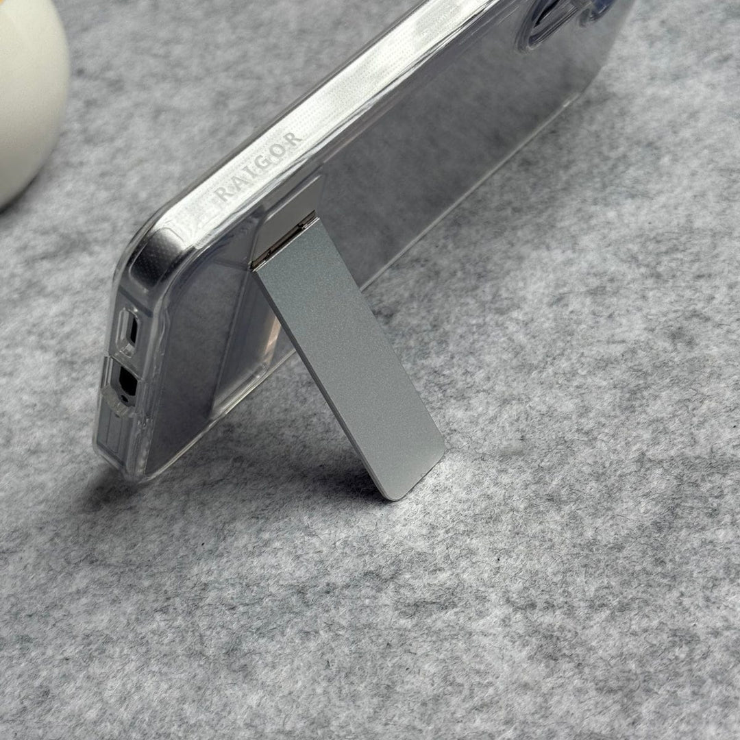 FRATO Samsung S25 Samsung Galaxy S25 Premium Transparent Bottom Metal Stand Case Cover