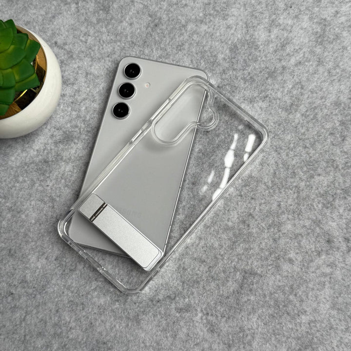 FRATO Samsung S25 Samsung Galaxy S25 Premium Transparent Bottom Metal Stand Case Cover