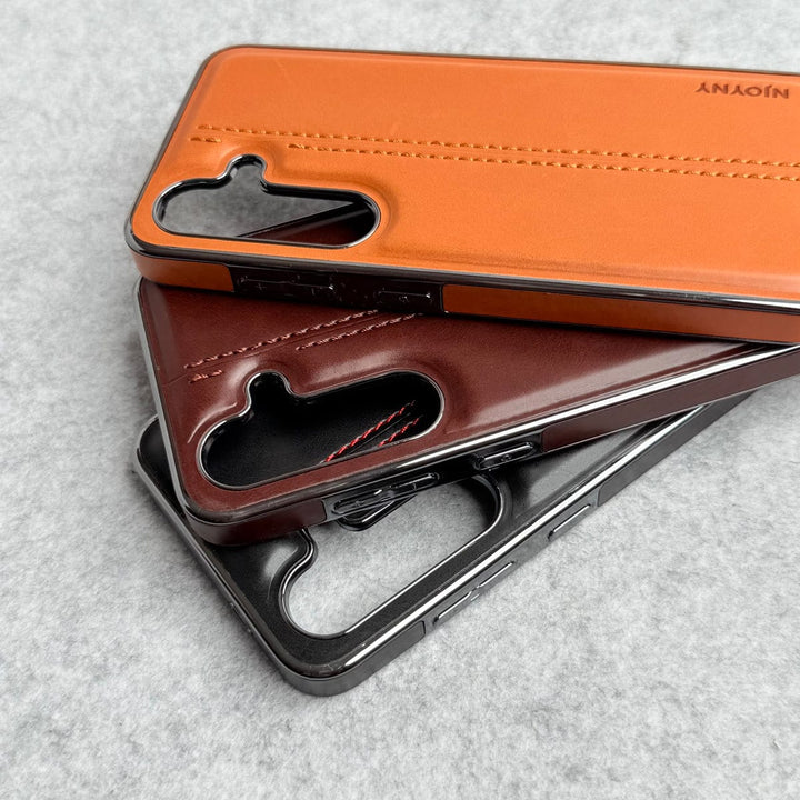 FRATO Samsung S25 Samsung Galaxy S25 PU Leather Middle Stitch Side Chrome Case Cover