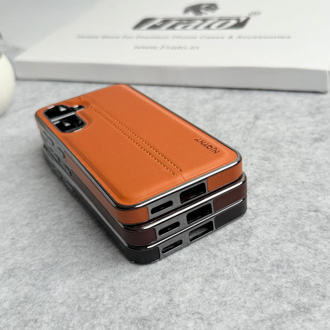FRATO Samsung S25 Samsung Galaxy S25 PU Leather Middle Stitch Side Chrome Case Cover
