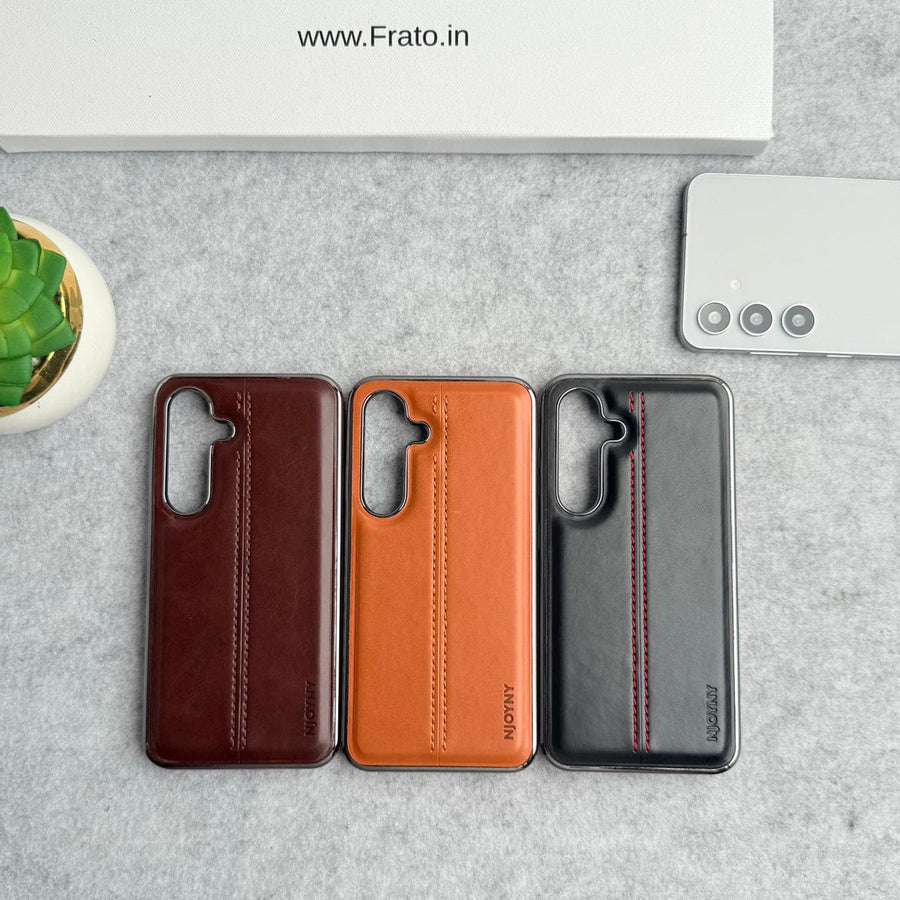FRATO Samsung S25 Samsung Galaxy S25 PU Leather Middle Stitch Side Chrome Case Cover